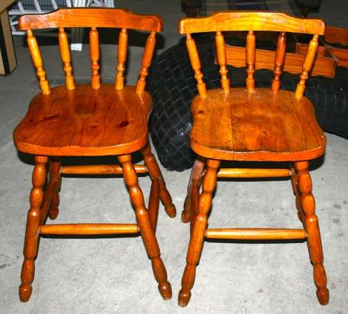 TWO AMAZING TALL PINE BAR STOELS PERFECT FOR YOUR NEXT SHABBY CHIC PROJECT
