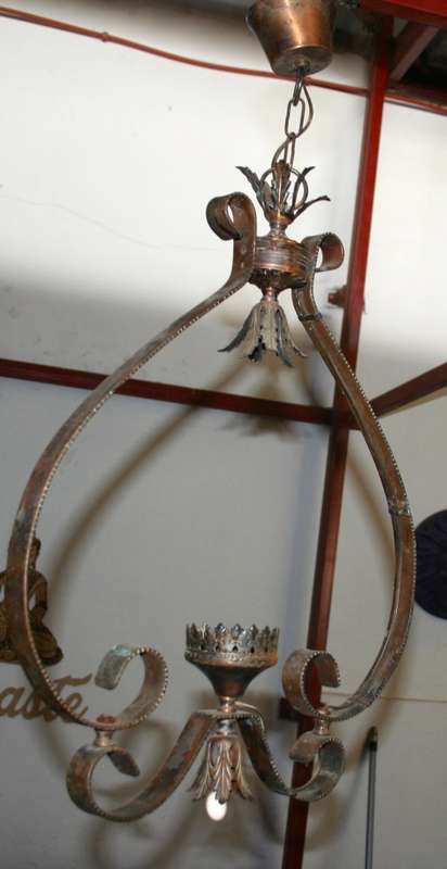AN EXQUISITE  VINTAGE IRON CEILING LIGHT  AWESOME!!!