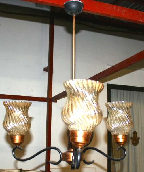 WOW!!! AN EXQUISITE COPPER, WROUGHT IRON 3 TIER CEILING LIGHT  AWESOME!!!