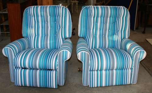 TWO GORGEOUS 70'S VINTAGE ORIGINAL LAZY BOY/RECLINE/ROCKER NEW UPHOLSTERY WOW MAGNIFICENT!!!