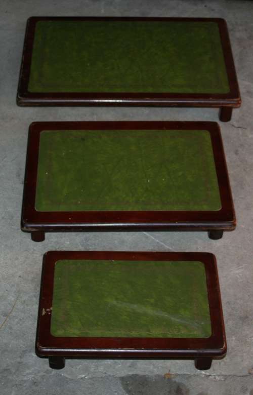 WOW THREE REGENCY STYLEY SIDE TABLE TOPS WITH LETHER INLAY RESTORATION PROJECT
