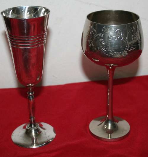 Two Silver Goblet, Silver Cup, Wedding Cups, Wedding Goblets, Wine Goblet, Wine Glass, Champagne Flu