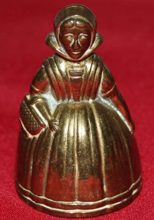 French Vintage Small Brass Girl Bell/Small Brass Bell Old Fashioned Girl