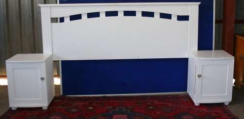 A  CRISP WHITE PAINTED VENEERED DOUBLE HEADBOARD PERFECT TO FINISH IN YOUR OWN PAINT TECHNIQUE