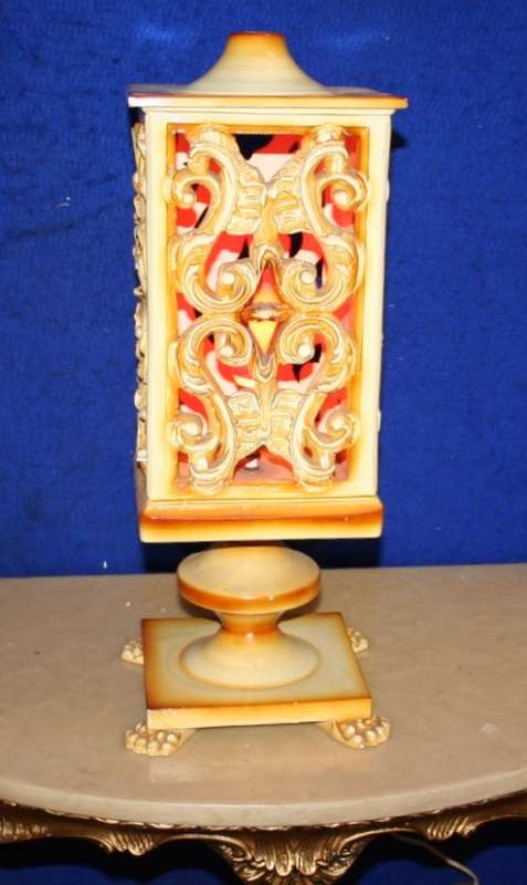 A MARVELOUS TALL CERAMIC LAMP WITH SO MUCH BEAUTIFUL DETAIL