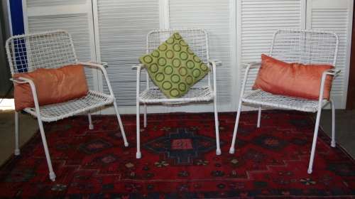THREE SHABBY CHIC VINTAGE STYLE WHITE STEEL CHAIRS VINTAGE RETRO!!!