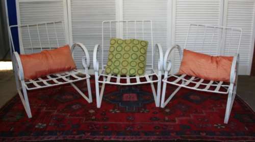 THREE HEAVY STEEL VINTAGE STYLE WHITE GARDEN CHAIRS VINTAGE RETRO!!!