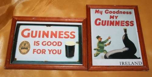 TWO STUNNING IRISH PICTURES - PUB SIGNS IRELAND - IN WOODEN FRAME TO BRIGHTEN UP YOUR BAR!!!