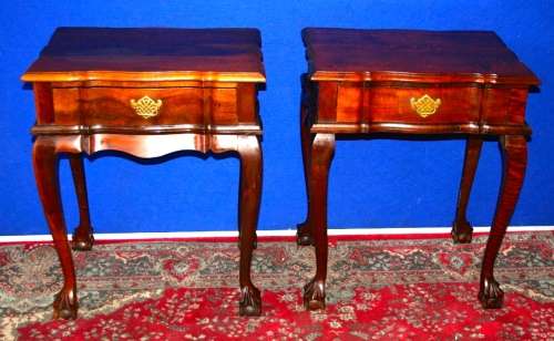 TWO EXQUISITE BALL & CLAW TABLES THAT CAN EASY BE USED AS LARGE BEDSIDE TABLES IN A BIG BEDROOM