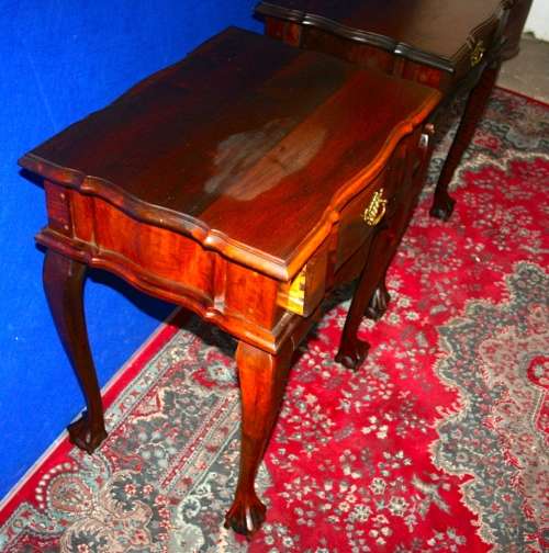 TWO EXQUISITE BALL & CLAW TABLES THAT CAN EASY BE USED AS LARGE BEDSIDE TABLES IN A BIG BEDROOM