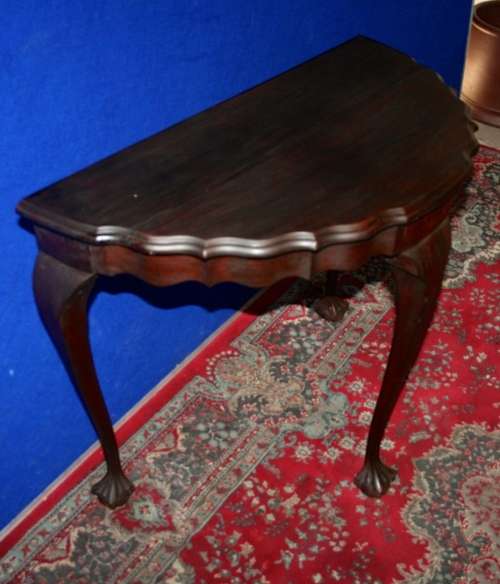 WOW A LARGE BALL & CLAW IMBUIA HALF MOON TABLE STUNNING FOR A ENTRANCE HALL!!!