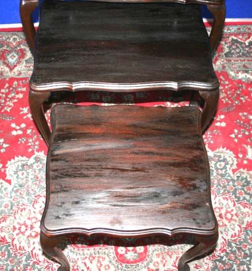 A STUNNING NEST OF THREE QUEEN ANNE COFFEE TABLE BID PER TABLE TO TAKE THEM ALL