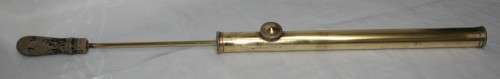 WOW RARE FIND IN THIS DESIHN A STUNNING BRASS POISON SPRAYER WITH WOODEN HANDLE A COLLECTORS ITEM!!