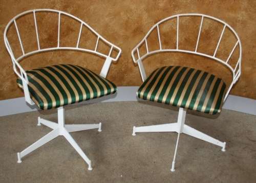 TWO FABULOUS RETRO CHIC 60'S METAL ROTATING CHAIRS