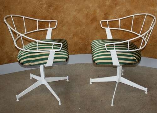 TWO FABULOUS RETRO CHIC 60'S METAL ROTATING CHAIRS
