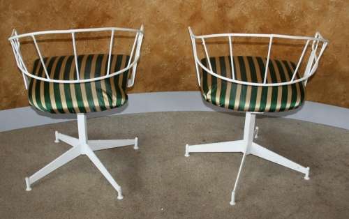 TWO FABULOUS RETRO CHIC 60'S METAL ROTATING CHAIRS