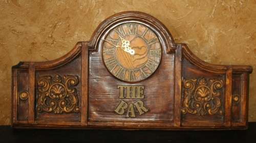 A STUNNING - HARD CASTED RESIN  BAR WALL CLOCK - WILL LOOK AMAZING IN YOUR BAR/PUB