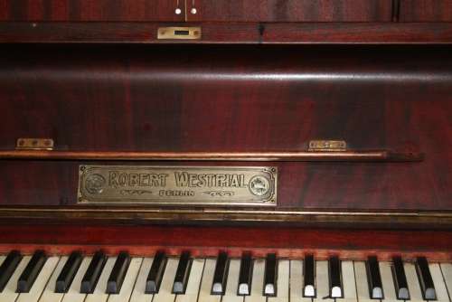 A ABSOLUTELY MARVELOUS ANTIQUE PIANO WITH MOTHER OF PEARL INLAYS ROBERT WESTPHAL BERLIN SINCE 1894