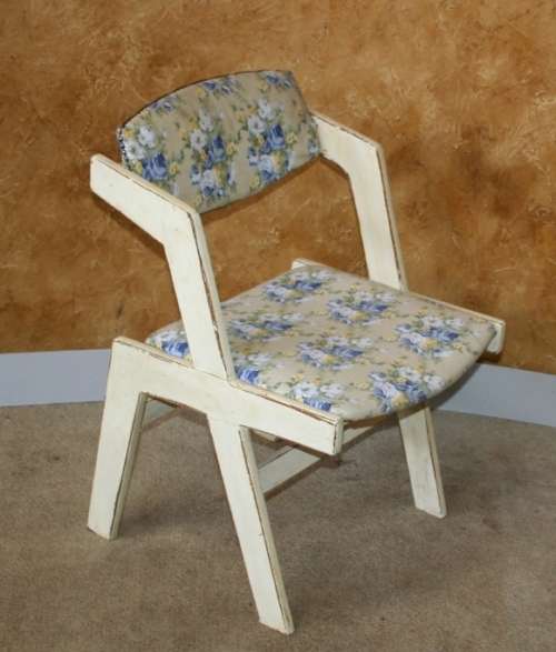 A GORGEOUS DIFFERENT SHAPED SHABBY CHIC WOODEN CHAIR STUNNING FABRIC!!!