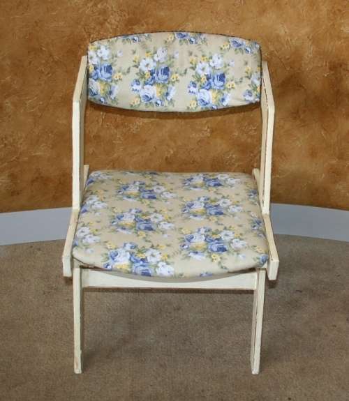 A GORGEOUS DIFFERENT SHAPED SHABBY CHIC WOODEN CHAIR STUNNING FABRIC!!!