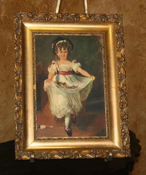A GORGEOUS DETAILED OIL ON BOARD OF A LITTLE GIRL IN A SPECTACULAR FRAME