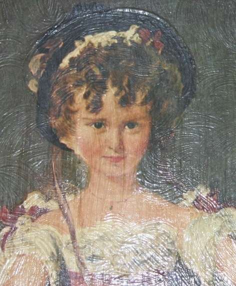 A GORGEOUS DETAILED OIL ON BOARD OF A LITTLE GIRL IN A SPECTACULAR FRAME
