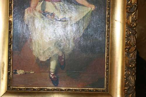 A GORGEOUS DETAILED OIL ON BOARD OF A LITTLE GIRL IN A SPECTACULAR FRAME
