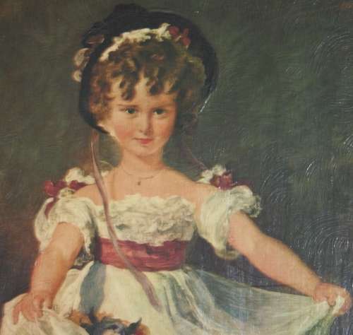 A GORGEOUS DETAILED OIL ON BOARD OF A LITTLE GIRL IN A SPECTACULAR FRAME