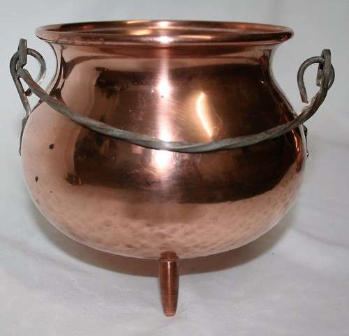 Vintage Copper Pot with Three Legs Footed Round Pot with a Handle, Rustic feel, Mid Century Style!!