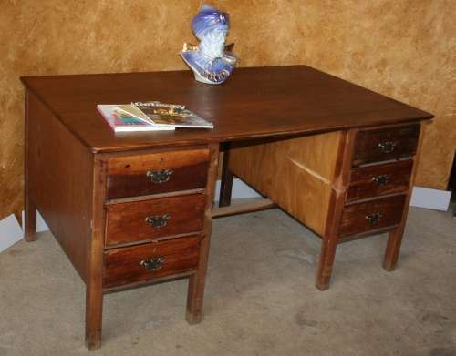 A MARVELOUS LARGE VINTAGE DESK WITH SIX DRAWERS LOVE THE OLD BIG FURNITURE STUNNING!!!