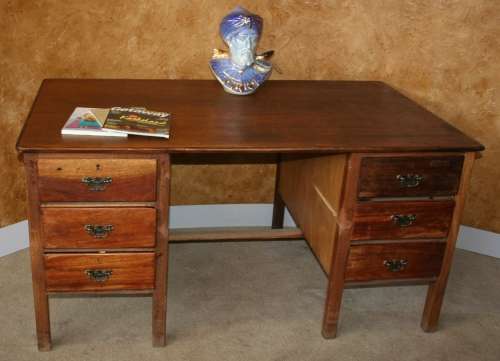 A MARVELOUS LARGE VINTAGE DESK WITH SIX DRAWERS LOVE THE OLD BIG FURNITURE STUNNING!!!