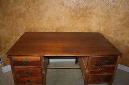 A MARVELOUS LARGE VINTAGE DESK WITH SIX DRAWERS LOVE THE OLD BIG FURNITURE STUNNING!!!