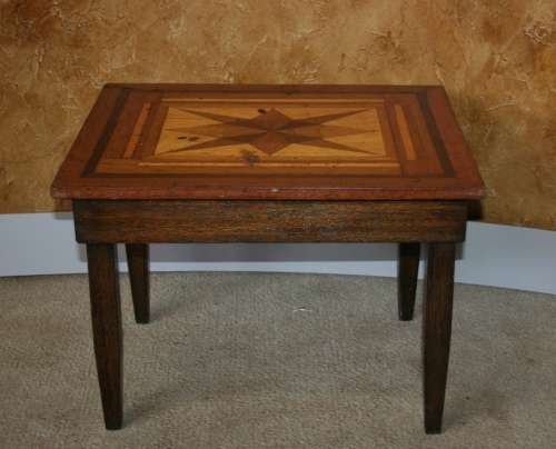 GORGEOUS ITALIAN STYLE TABLE WITH A BEAUTIFUL INLAY TOP AND A WITH A PATRICH WOOD BOTOM STUNNING!!!
