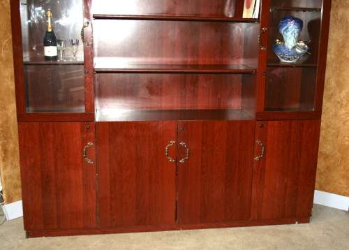 A MAGNIFICENT 2.1MX2M OFFICE CUPBOARD WITH TWO GLASS DOORS AMPLE CUPBOARD SPACE OR FLAT SCREEN UNIT!