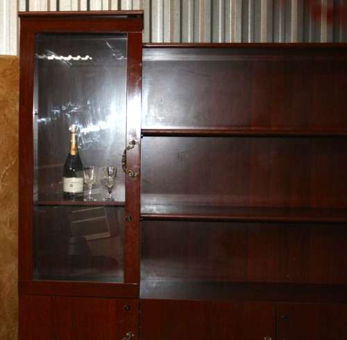 A MAGNIFICENT 2.1MX2M OFFICE CUPBOARD WITH TWO GLASS DOORS AMPLE CUPBOARD SPACE OR FLAT SCREEN UNIT!