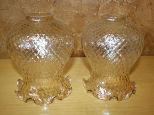 TWO MARVELOUS VINTAGE FROSTED GLASS LAMP SHADES - STUNNING!!!