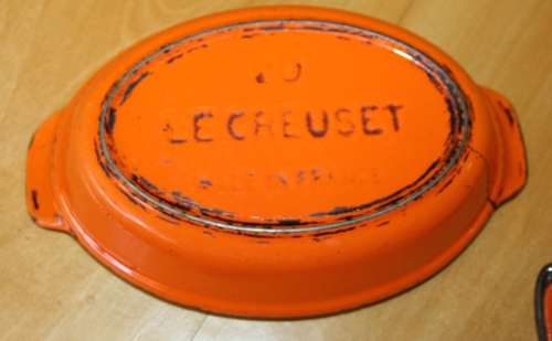 FOUR FANTASTIC HEAVY VINTAGE ENAMEL OVEN DISHES!!