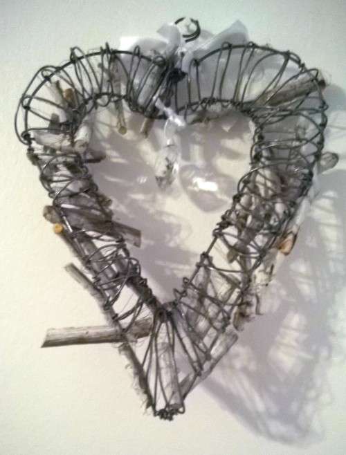 A Lovely wall hanging weaved with wood & wire heart stunning wall Decoration !!!