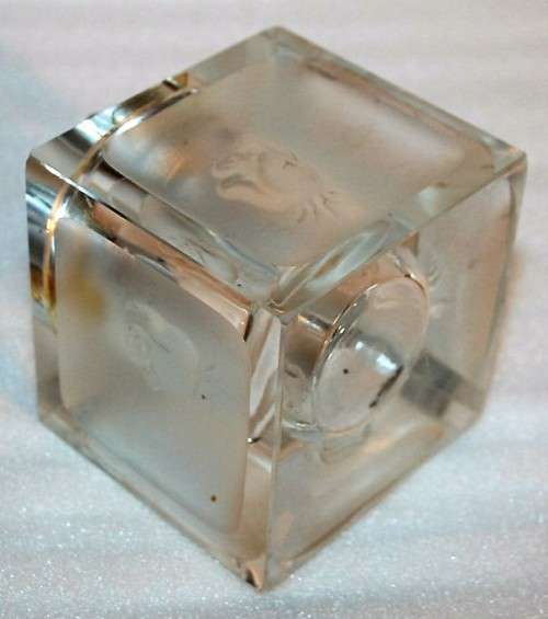 Vintage rare Byron Hirota Glass Table Lighter - Rose Square Shape - working