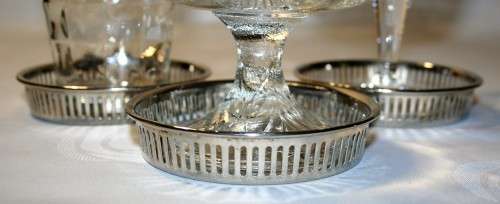 Stylish Vintage silver plated engraved, galleried glass or wine bottle coaster  - Stunning & Stylish