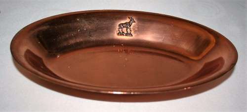 A Gorgeous Copper Oval Decorative Plate or Sandwich Tray with a Kudu Emblem!!!