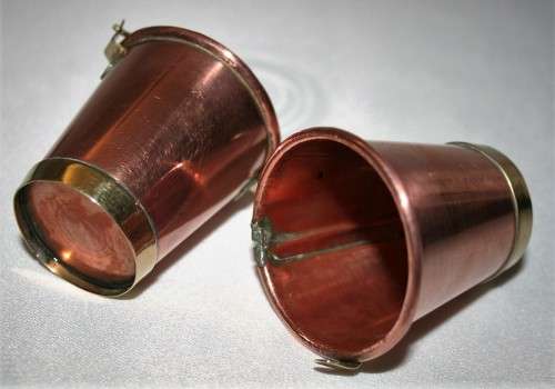 Two Miniature Copper Buckets One with Handle Mini Dollhouse Bucket Copper Country Kitchen Wall