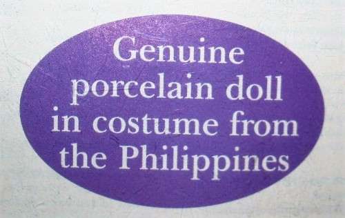 DOLLS OF THE WORLD - 27 Philippines - Genuine porcelain doll in costume from the Philippines