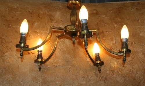 A large Five Tier, elegant size, this is a vintage brass chandelier with a Ornate style design.