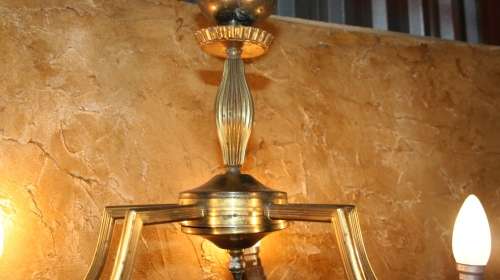 A large Five Tier, elegant size, this is a vintage brass chandelier with a Ornate style design.