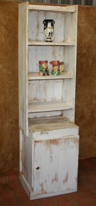 A GORGEOUS TALL SHABBY CHIC CUPBOARD WITH LOTS OF SHELVING AND ONE DOOR AT THE BOTTOM - STUNNING!!!
