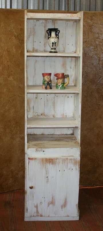 A GORGEOUS TALL SHABBY CHIC CUPBOARD WITH LOTS OF SHELVING AND ONE DOOR AT THE BOTTOM - STUNNING!!!