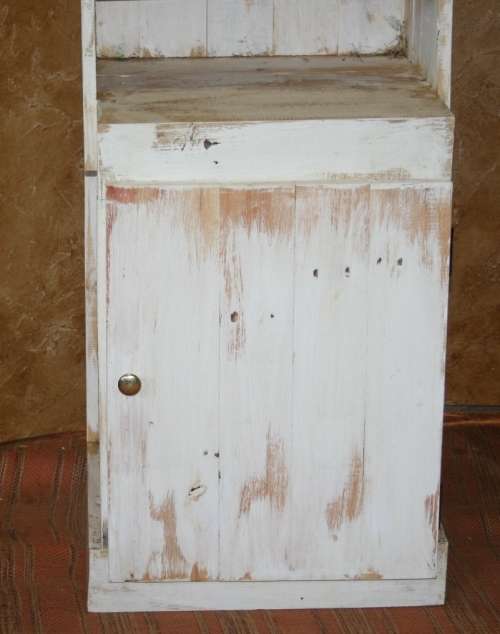 A GORGEOUS TALL SHABBY CHIC CUPBOARD WITH LOTS OF SHELVING AND ONE DOOR AT THE BOTTOM - STUNNING!!!
