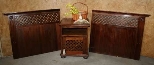 TWO SINGLE HEAD BOARDS - PUT THEM TOGETHER FOR A DOUBLE WITH MATCHING BEDSIDE CABINET BID PER ITEM 3