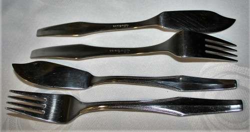 EIGHT MARVELOUS DINNER FORKS WITH 8 FISH KNIFES MARKED: SILVER LINE 18/8 - BID PER EACH